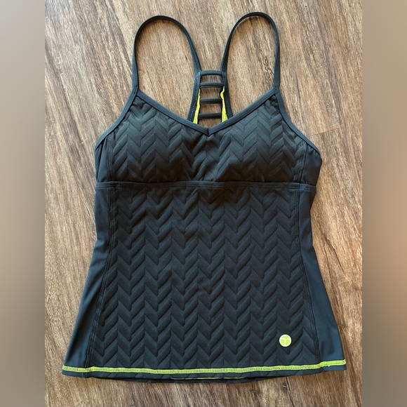 NWOT Trina Turk Jet Set Jacquard Tank in Black/Neon Green. Size M - Picture 1 of 14